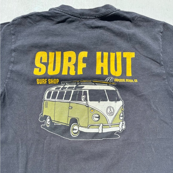 Men's Surf Hut T-Shirt Black Spell-Out NO SIZE Imperial Beach SD Shred Ocean Wax - Picture 7 of 11